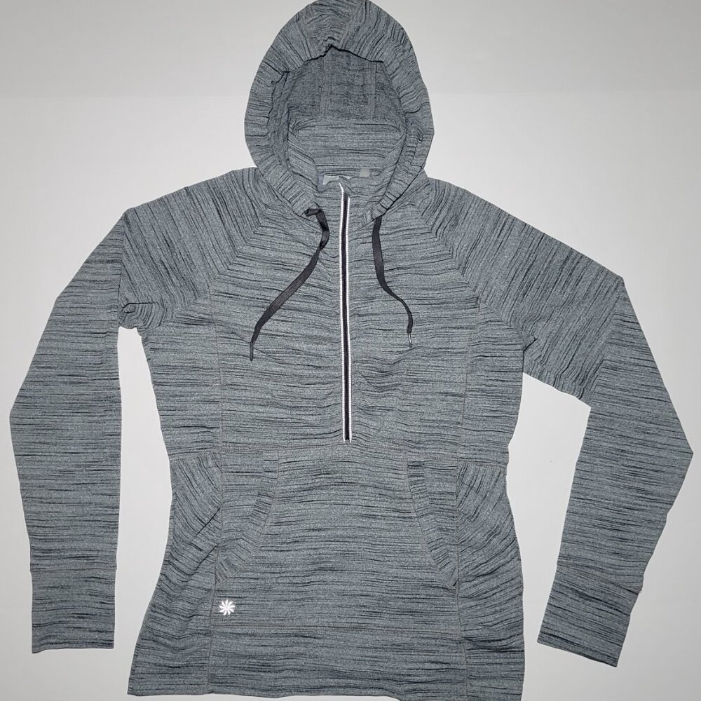 Athleta Womens Gray Spacedye Heavenly Hail Activewear 1/4 Zip Hoodie Size Medium